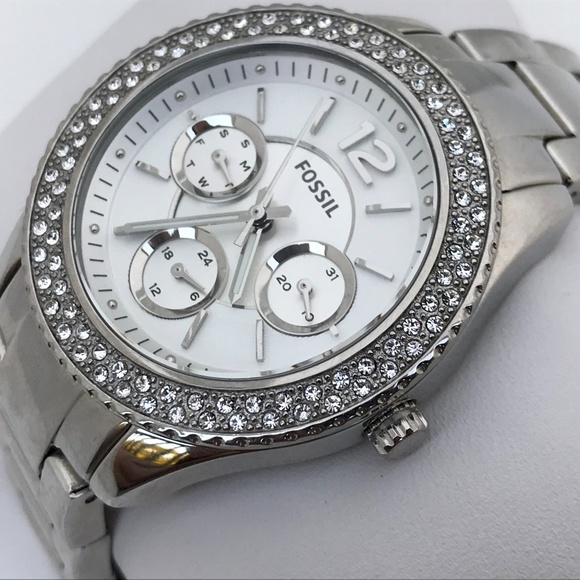 Fossil Accessories - Fossil Women Watch Silver Tone Crystal Accents